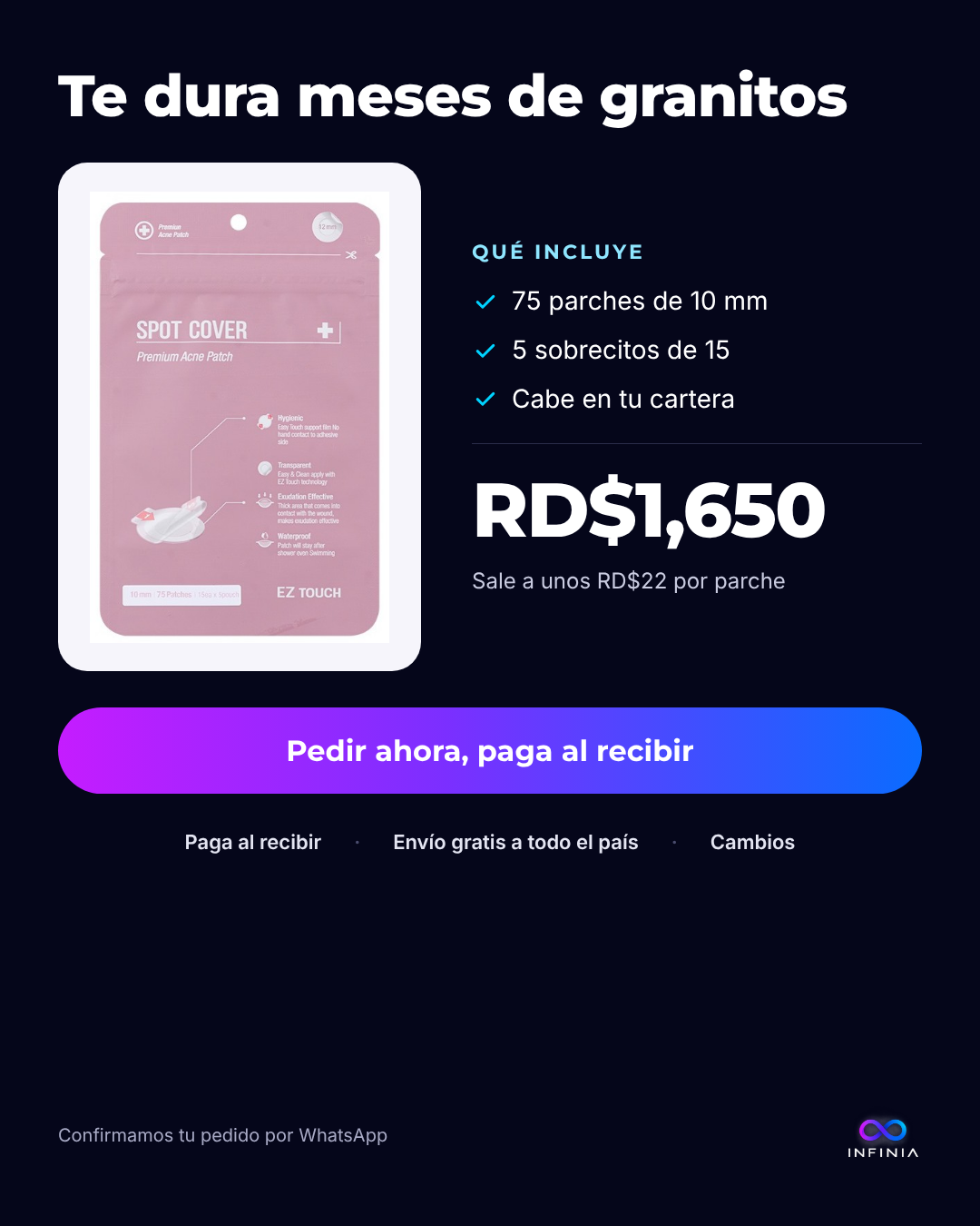 Parches invisibles para espinillas (caja de 75)